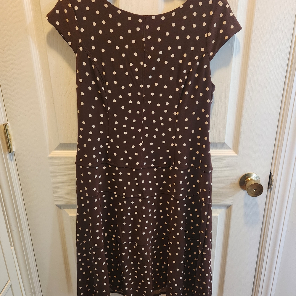 Jones Wear Chocolate Dress with Cream Dots